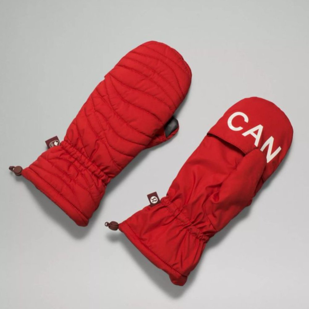 Lululemon Team Canada Quilted Mittens on String COC Logo, Sport Red / Maple Meta
